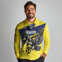 Ecuador Football Custom Long Sleeve Polo Shirt 2026 Vamos La Tri Yellow South America Pattern - Wonder Print Shop