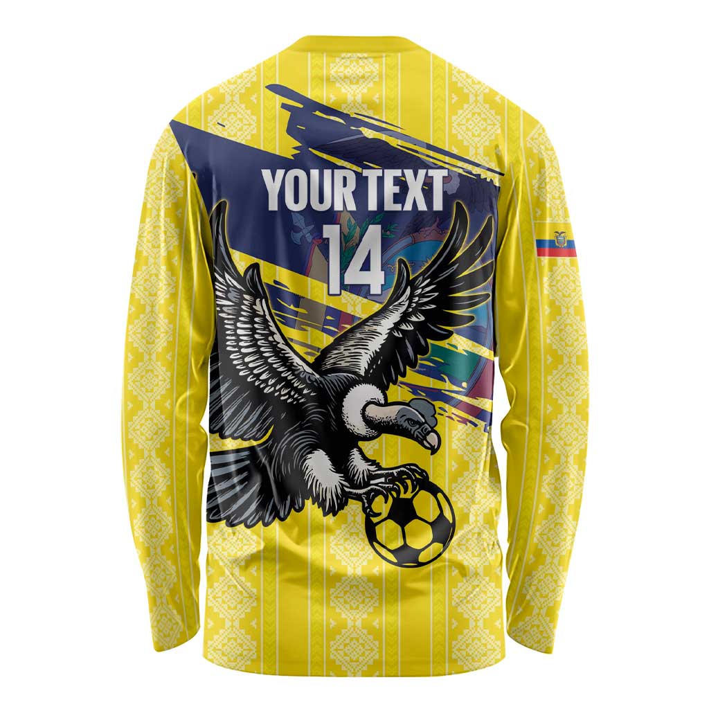 Ecuador Football Custom Long Sleeve Shirt 2026 Vamos La Tri Yellow South America Pattern - Wonder Print Shop