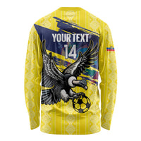 Ecuador Football Custom Long Sleeve Shirt 2026 Vamos La Tri Yellow South America Pattern - Wonder Print Shop