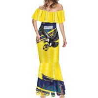 Ecuador Football Custom Mermaid Dress 2026 Vamos La Tri Yellow South America Pattern - Wonder Print Shop