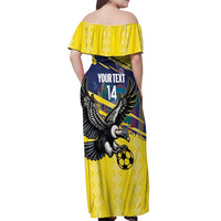 Ecuador Football Custom Off Shoulder Maxi Dress 2026 Vamos La Tri Yellow South America Pattern - Wonder Print Shop