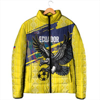 Ecuador Football Custom Padded Jacket 2026 Vamos La Tri Yellow South America Pattern - Wonder Print Shop