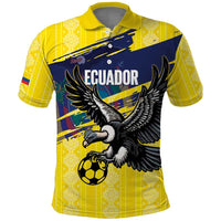 Ecuador Football Custom Polo Shirt 2026 Vamos La Tri Yellow South America Pattern - Wonder Print Shop