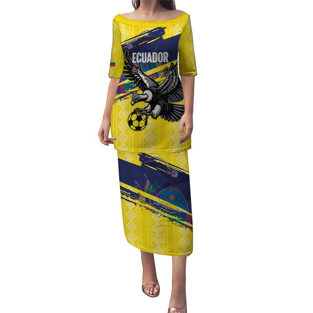 Ecuador Football Custom Puletasi 2026 Vamos La Tri Yellow South America Pattern - Wonder Print Shop