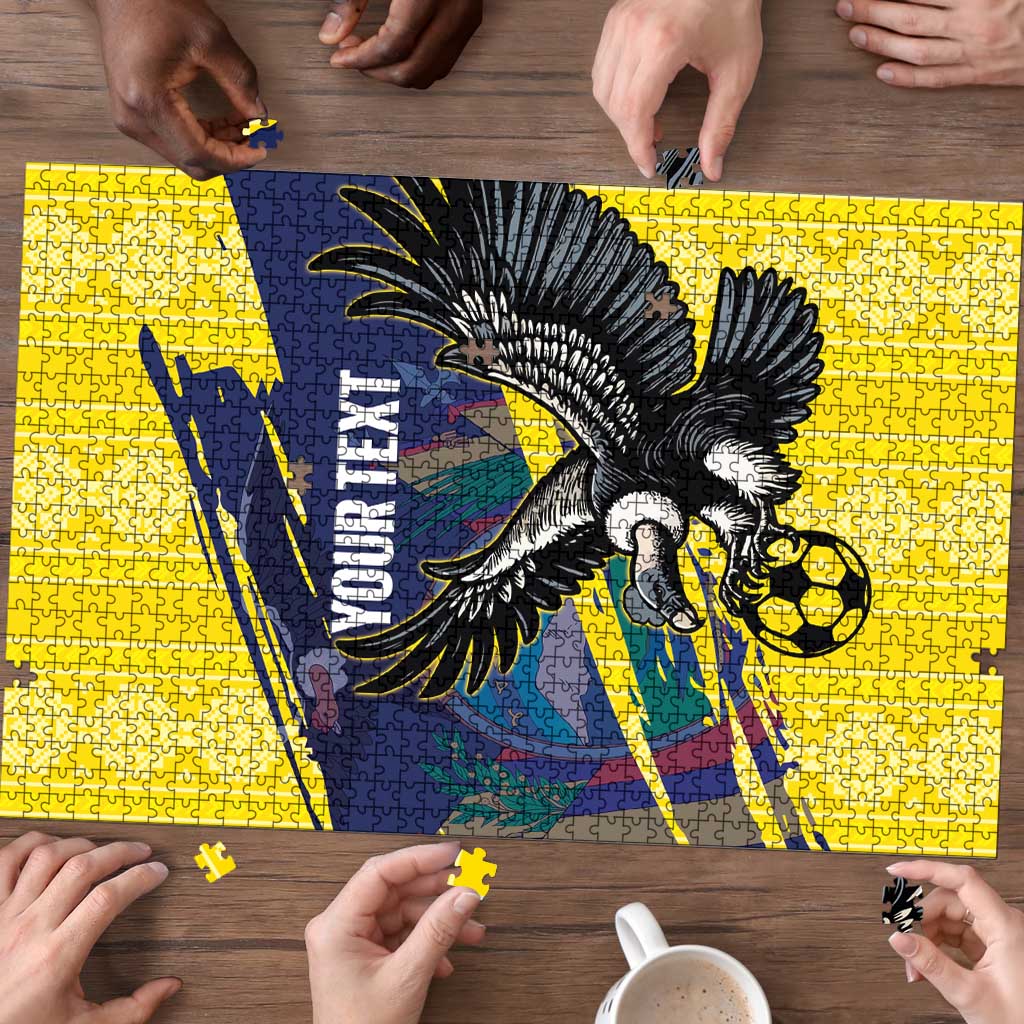 Ecuador Football Custom Puzzle 2026 Vamos La Tri Yellow South America Pattern - Wonder Print Shop