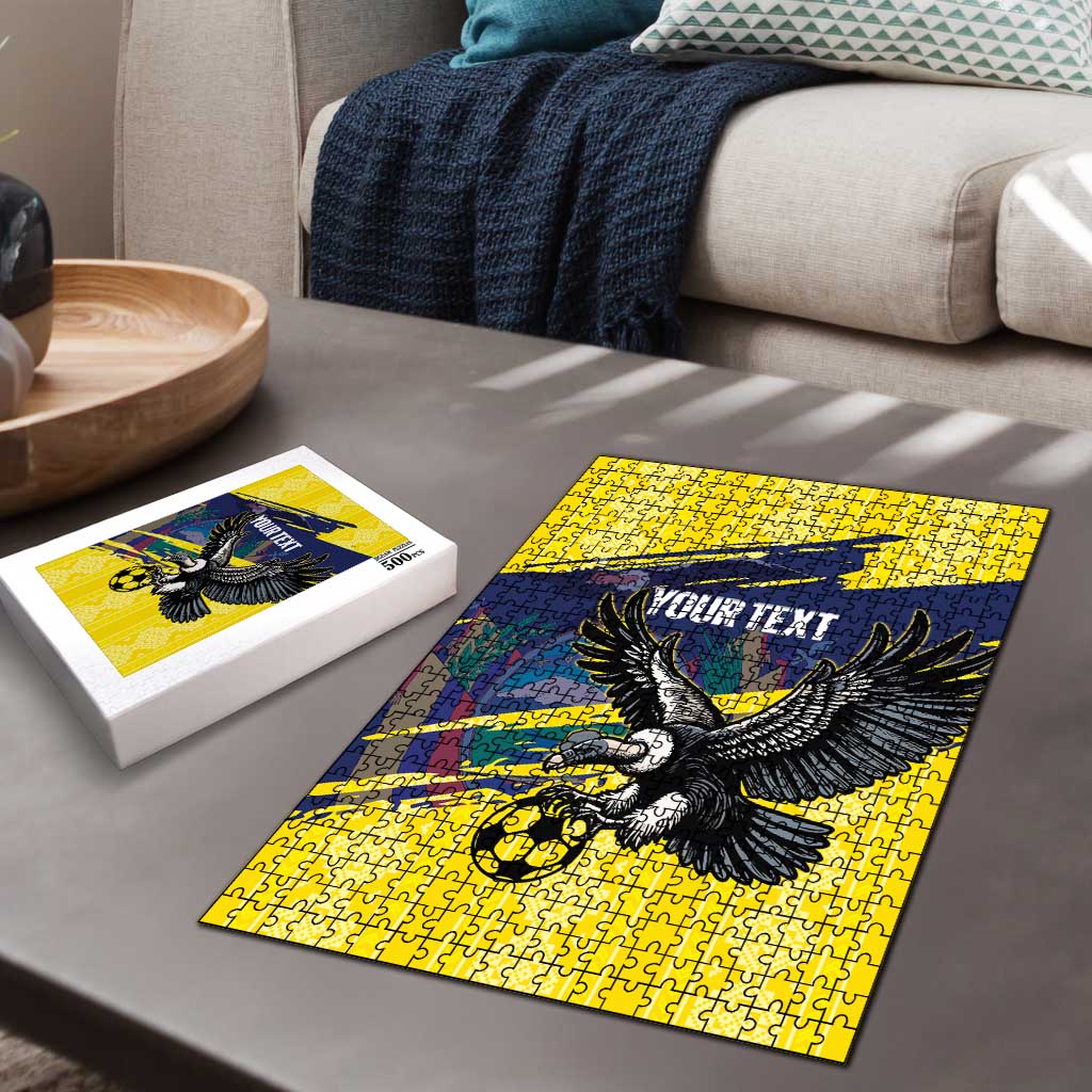Ecuador Football Custom Puzzle 2026 Vamos La Tri Yellow South America Pattern - Wonder Print Shop