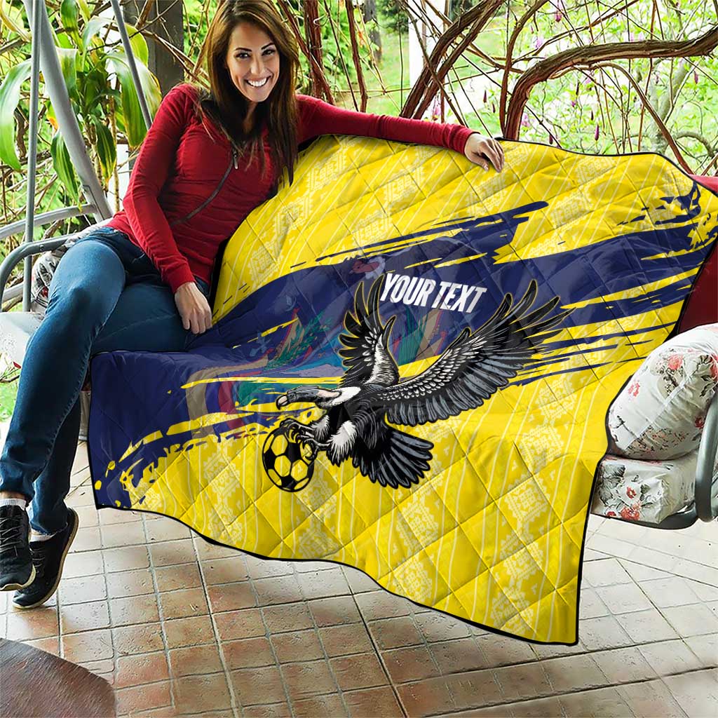 Ecuador Football Custom Quilt 2026 Vamos La Tri Yellow South America Pattern - Wonder Print Shop