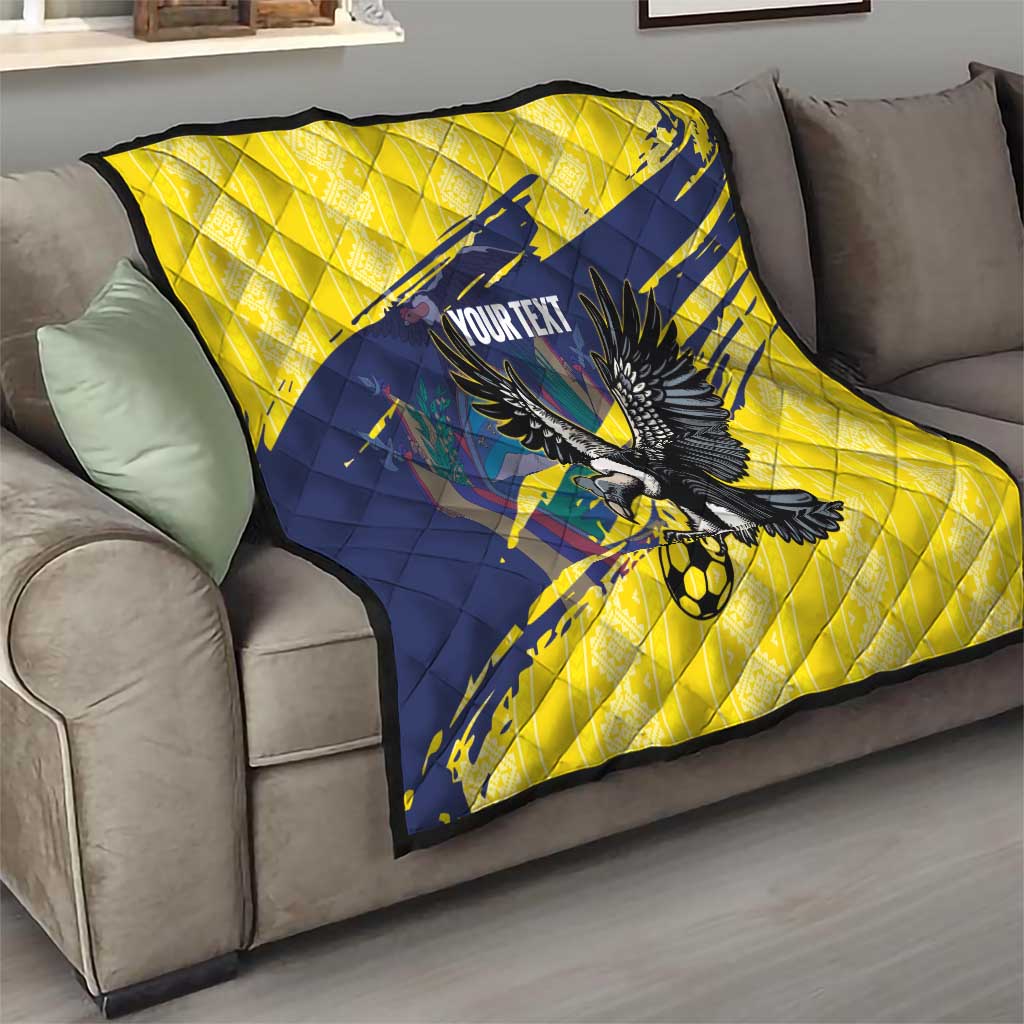 Ecuador Football Custom Quilt 2026 Vamos La Tri Yellow South America Pattern - Wonder Print Shop