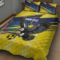 Ecuador Football Custom Quilt Bed Set 2026 Vamos La Tri Yellow South America Pattern - Wonder Print Shop