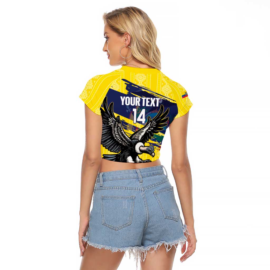 Ecuador Football Custom Raglan Cropped T Shirt 2026 Vamos La Tri Yellow South America Pattern - Wonder Print Shop