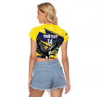 Ecuador Football Custom Raglan Cropped T Shirt 2026 Vamos La Tri Yellow South America Pattern - Wonder Print Shop