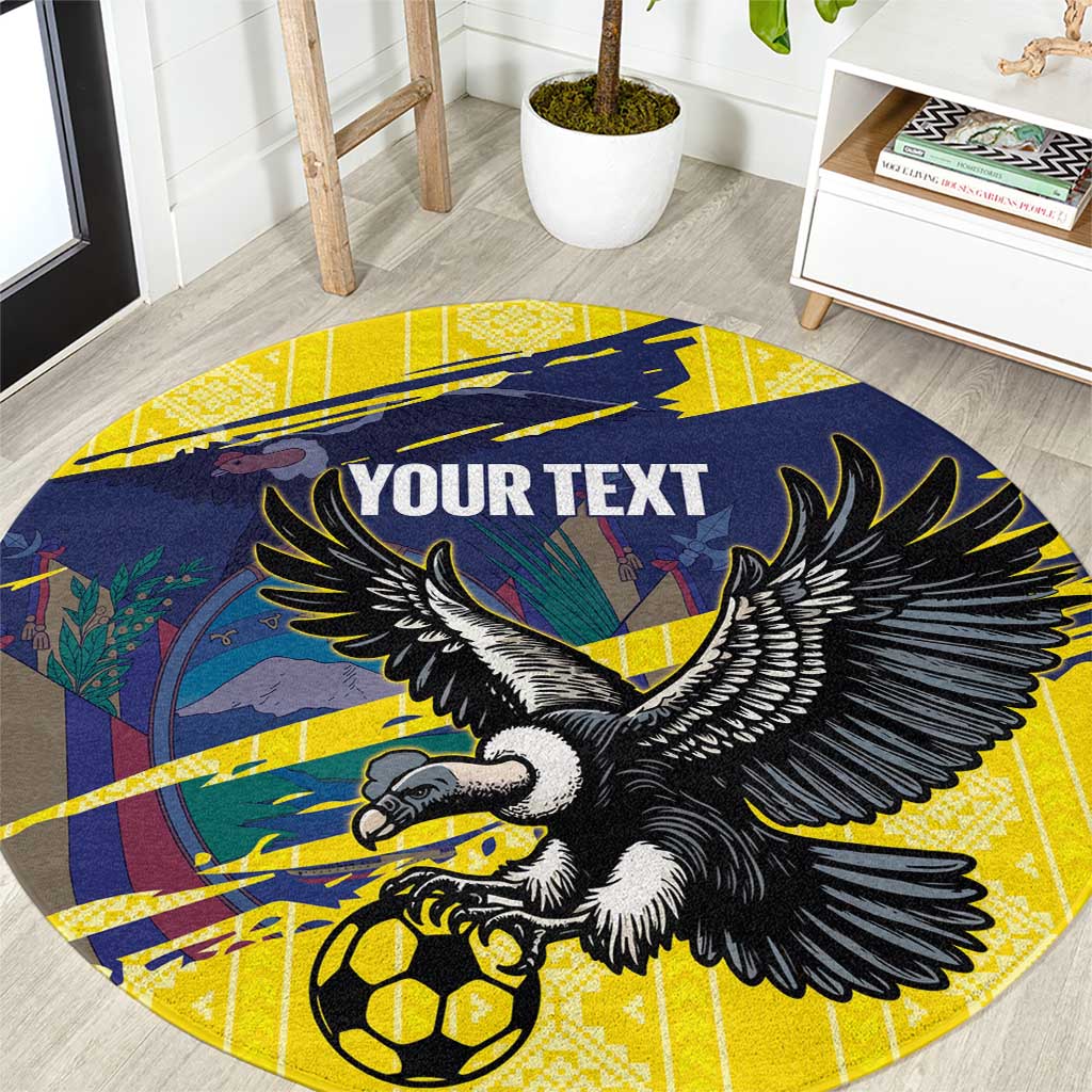 Ecuador Football Custom Round Carpet 2026 Vamos La Tri Yellow South America Pattern - Wonder Print Shop