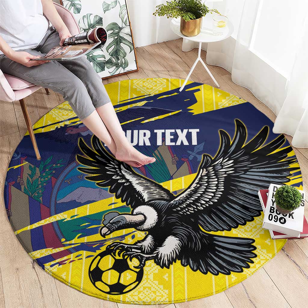 Ecuador Football Custom Round Carpet 2026 Vamos La Tri Yellow South America Pattern - Wonder Print Shop