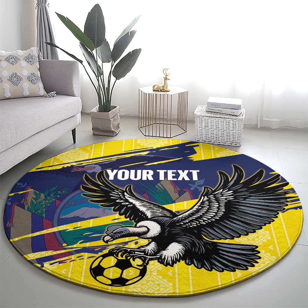 Ecuador Football Custom Round Carpet 2026 Vamos La Tri Yellow South America Pattern - Wonder Print Shop