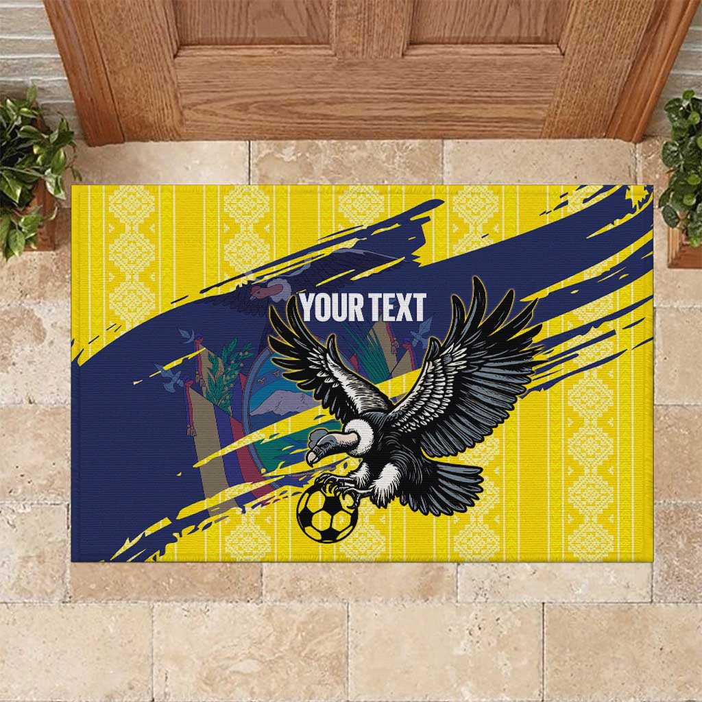 Ecuador Football Custom Rubber Doormat 2026 Vamos La Tri Yellow South America Pattern - Wonder Print Shop