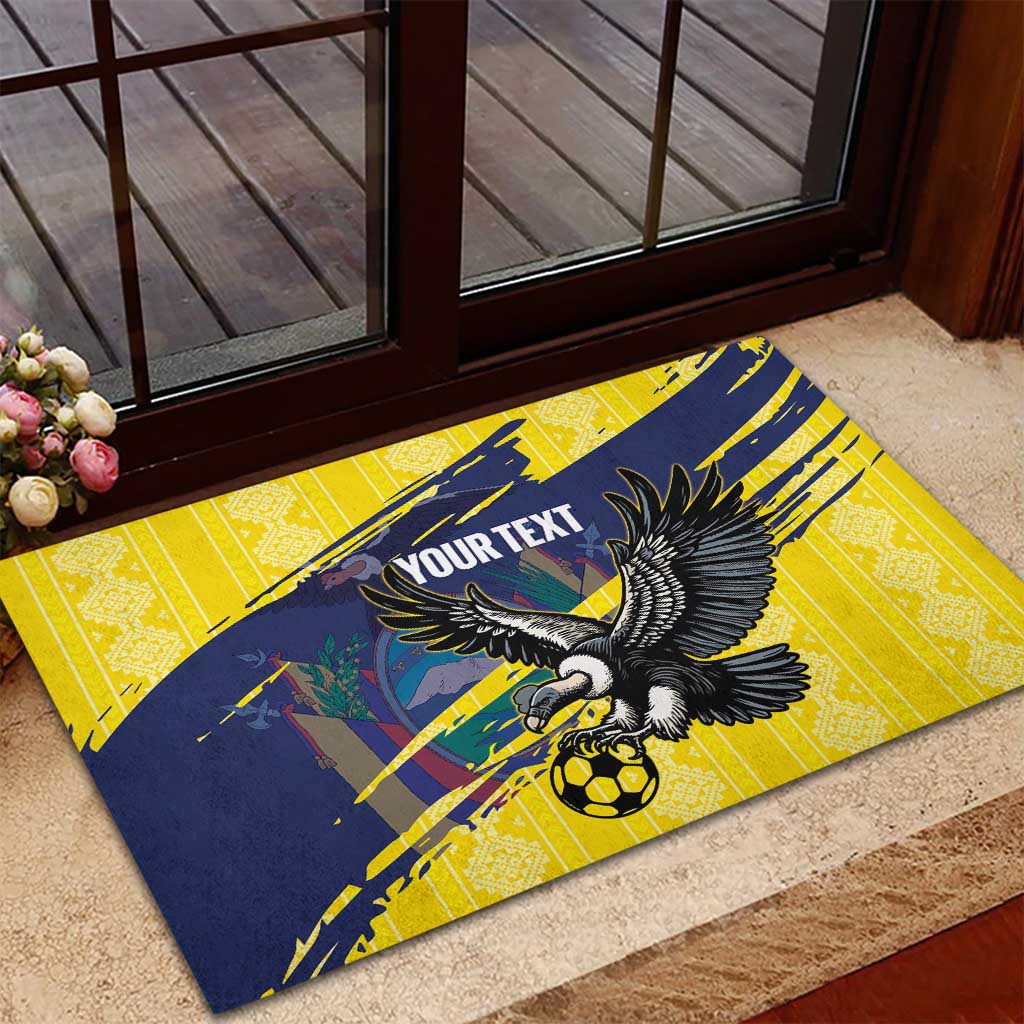 Ecuador Football Custom Rubber Doormat 2026 Vamos La Tri Yellow South America Pattern - Wonder Print Shop
