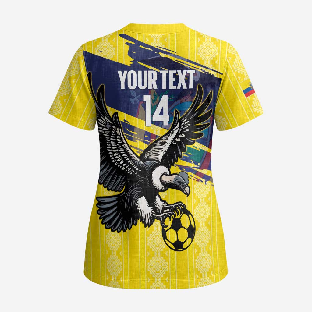 Ecuador Football Custom Scrub Top 2026 Vamos La Tri Yellow South America Pattern - Wonder Print Shop