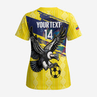 Ecuador Football Custom Scrub Top 2026 Vamos La Tri Yellow South America Pattern - Wonder Print Shop