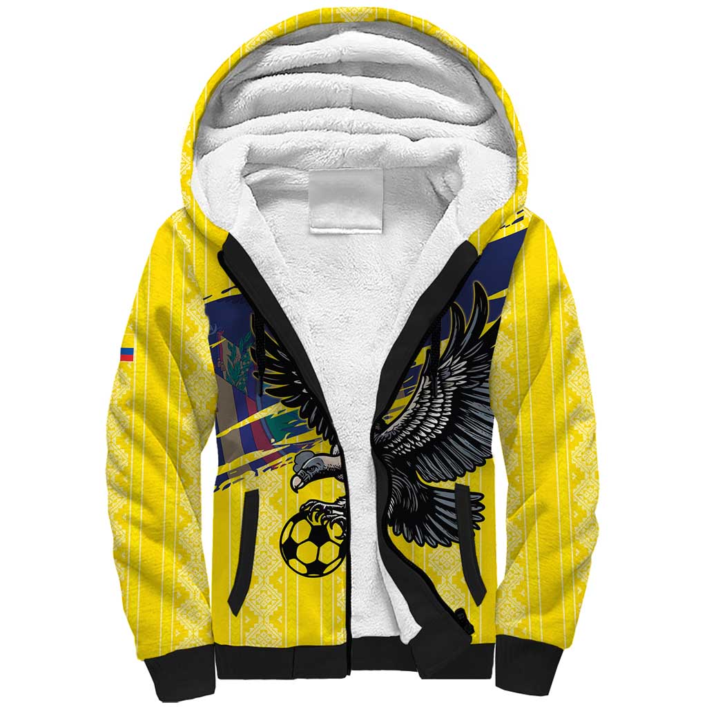 Ecuador Football Custom Sherpa Hoodie 2026 Vamos La Tri Yellow South America Pattern - Wonder Print Shop