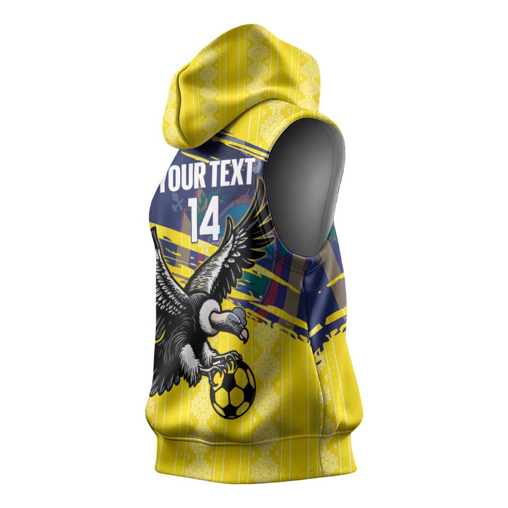 Ecuador Football Custom Sleeveless Hoodie 2026 Vamos La Tri Yellow South America Pattern - Wonder Print Shop