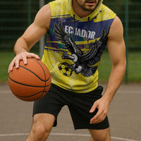 Ecuador Football Custom Sleeveless Hoodie 2026 Vamos La Tri Yellow South America Pattern - Wonder Print Shop