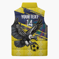 Ecuador Football Custom Sleeveless Puffer Jacket 2026 Vamos La Tri Yellow South America Pattern - Wonder Print Shop