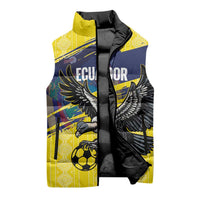 Ecuador Football Custom Sleeveless Puffer Jacket 2026 Vamos La Tri Yellow South America Pattern - Wonder Print Shop