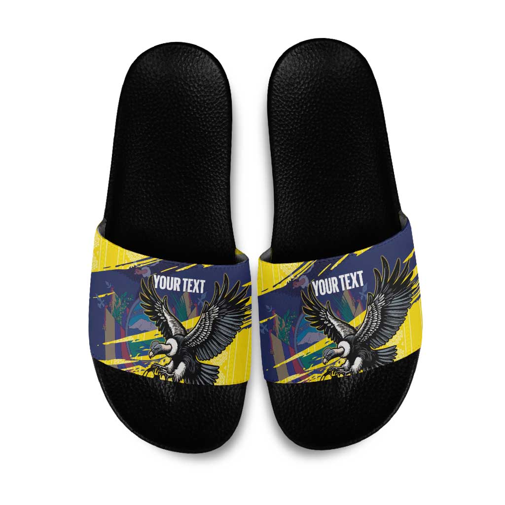 Ecuador Football Custom Slide Sandals 2026 Vamos La Tri Yellow South America Pattern - Wonder Print Shop