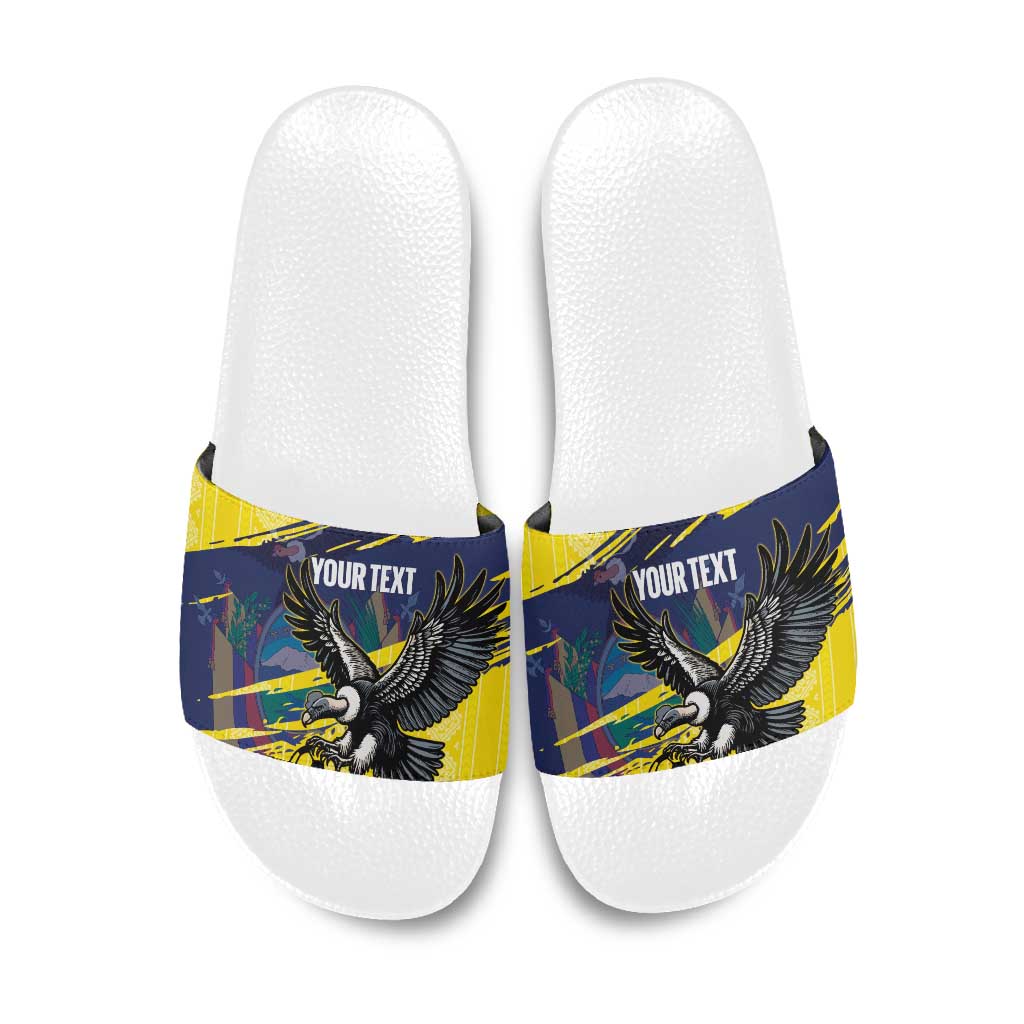 Ecuador Football Custom Slide Sandals 2026 Vamos La Tri Yellow South America Pattern - Wonder Print Shop