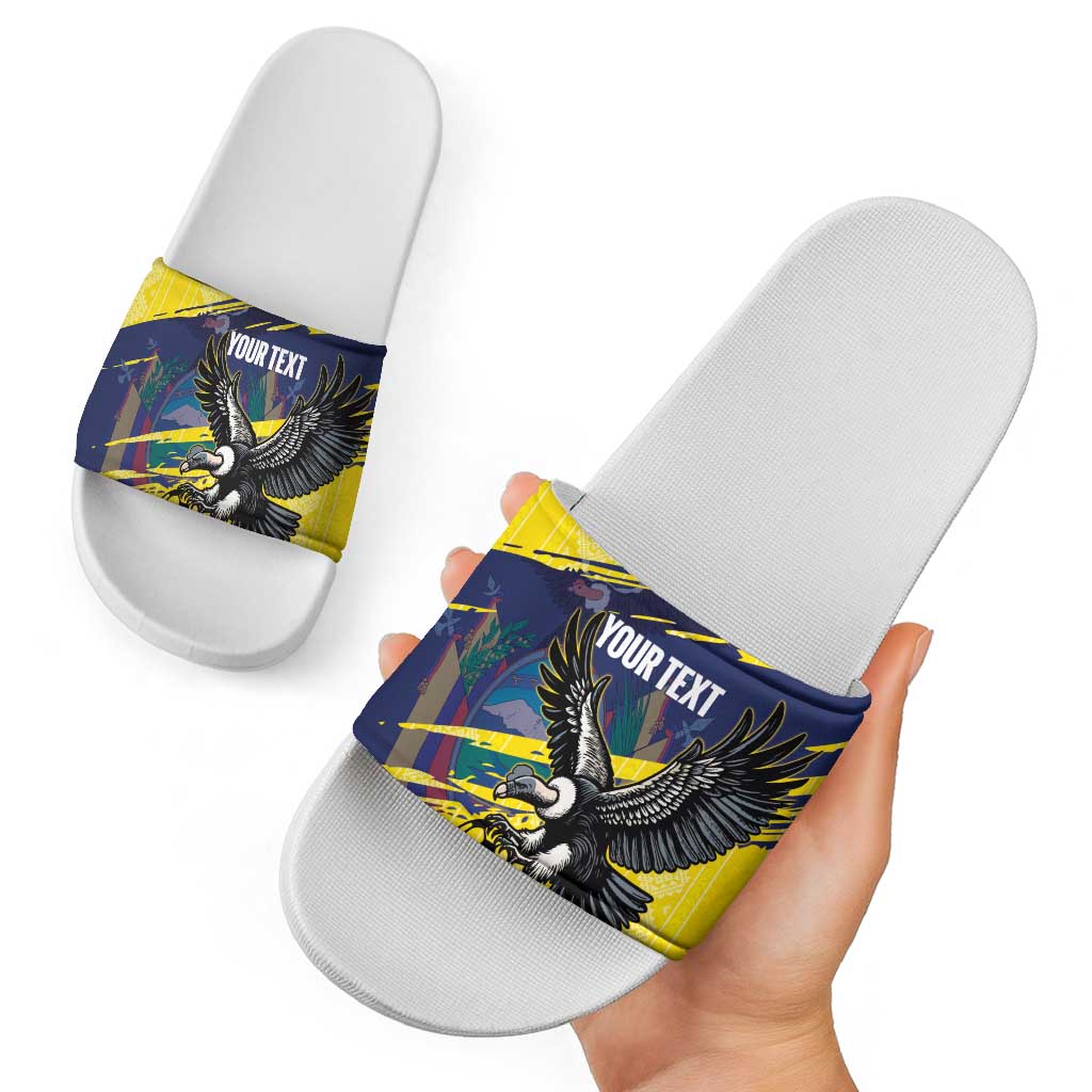 Ecuador Football Custom Slide Sandals 2026 Vamos La Tri Yellow South America Pattern - Wonder Print Shop