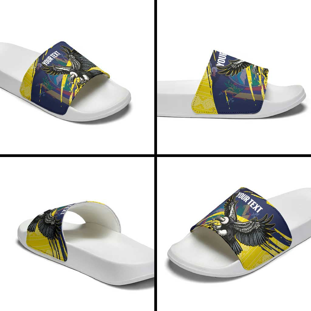 Ecuador Football Custom Slide Sandals 2026 Vamos La Tri Yellow South America Pattern - Wonder Print Shop
