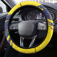 Ecuador Football Steering Wheel Cover 2026 Vamos La Tri Yellow South America Pattern - Wonder Print Shop