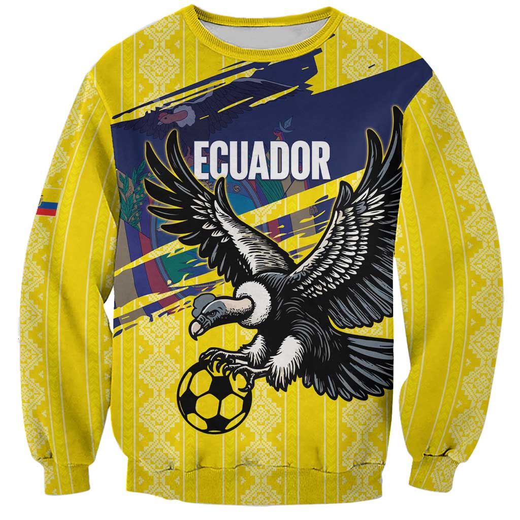 Ecuador Football Custom Sweatshirt 2026 Vamos La Tri Yellow South America Pattern - Wonder Print Shop