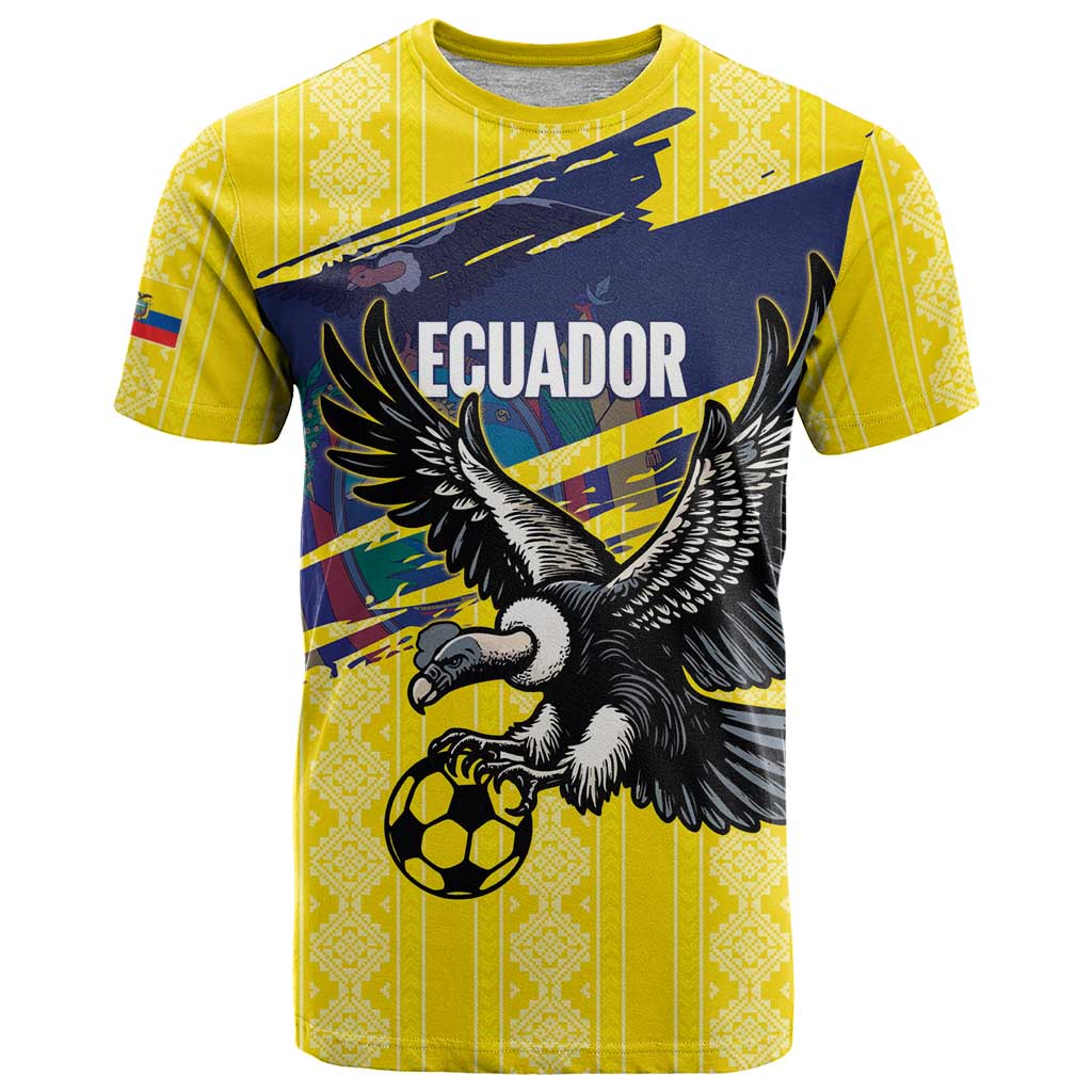 Ecuador Football Custom T Shirt 2026 Vamos La Tri Yellow South America Pattern - Wonder Print Shop