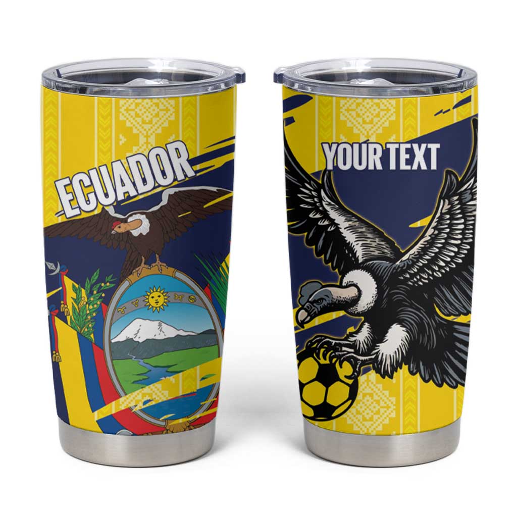 Ecuador Football Custom Tumbler Cup 2026 Vamos La Tri Yellow South America Pattern - Wonder Print Shop
