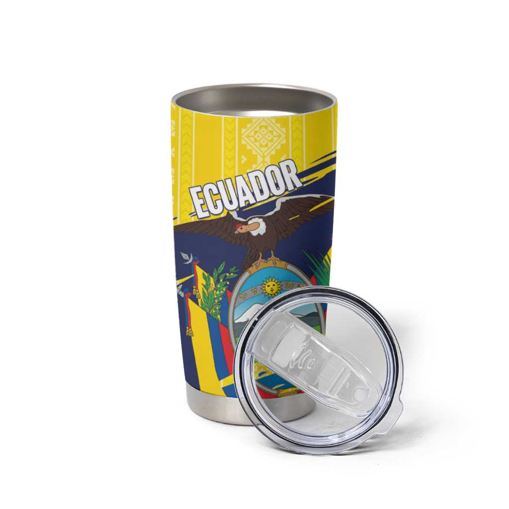 Ecuador Football Custom Tumbler Cup 2026 Vamos La Tri Yellow South America Pattern - Wonder Print Shop