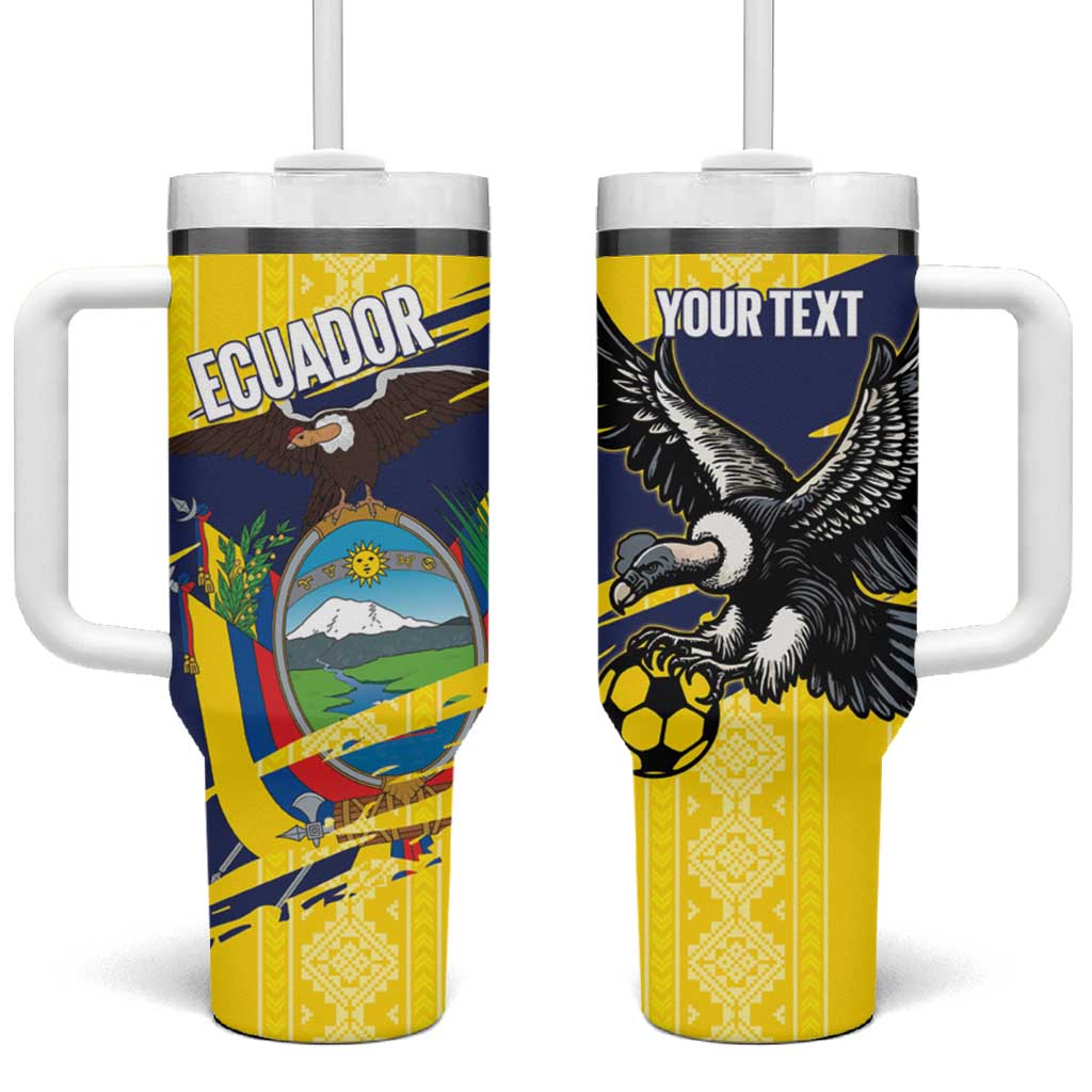 Ecuador Football Custom Tumbler With Handle 2026 Vamos La Tri Yellow South America Pattern - Wonder Print Shop