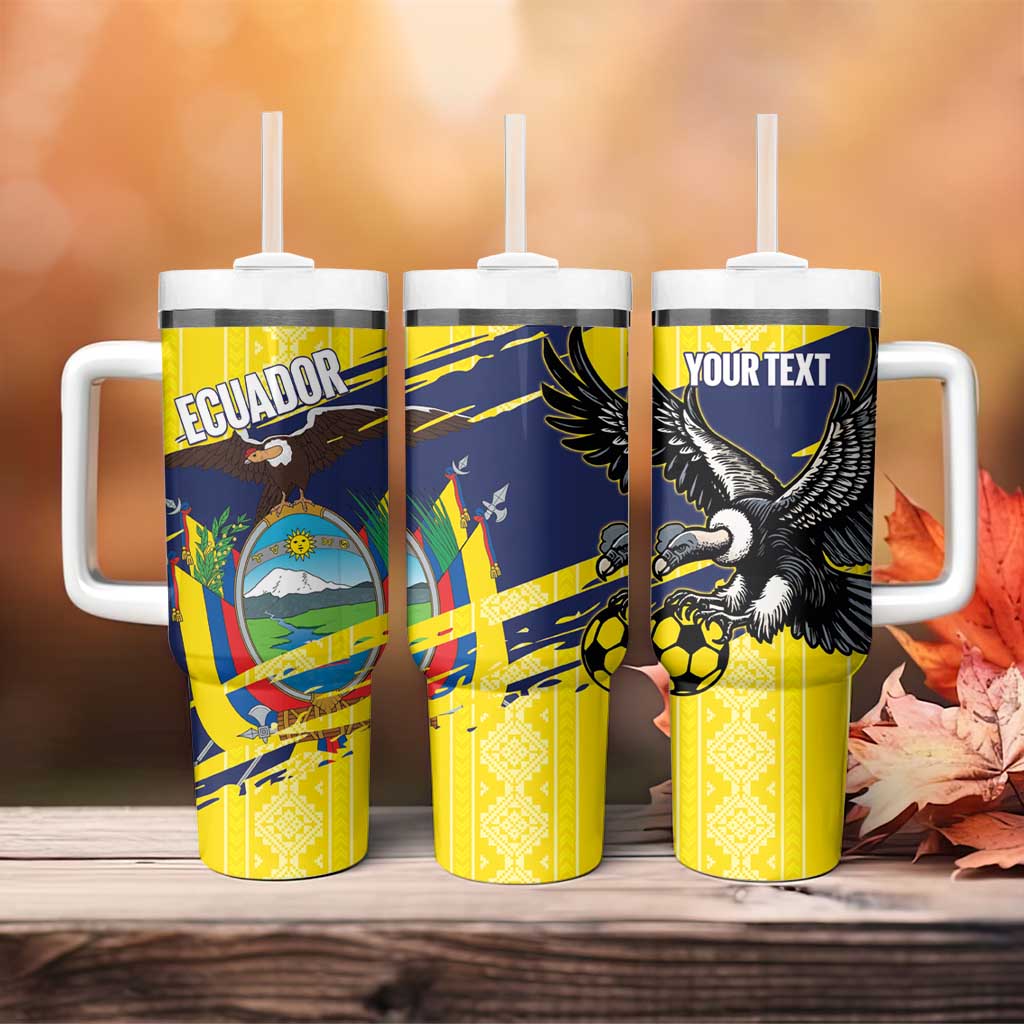 Ecuador Football Custom Tumbler With Handle 2026 Vamos La Tri Yellow South America Pattern - Wonder Print Shop