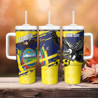 Ecuador Football Custom Tumbler With Handle 2026 Vamos La Tri Yellow South America Pattern - Wonder Print Shop
