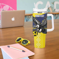 Ecuador Football Custom Tumbler With Handle 2026 Vamos La Tri Yellow South America Pattern - Wonder Print Shop