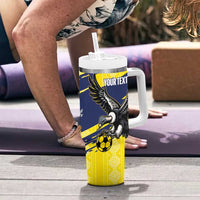 Ecuador Football Custom Tumbler With Handle 2026 Vamos La Tri Yellow South America Pattern - Wonder Print Shop