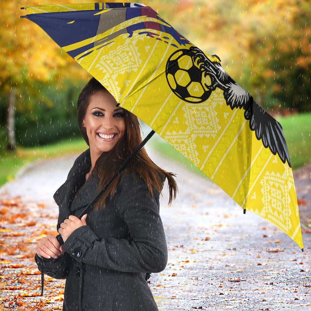 Ecuador Football Custom Umbrella 2026 Vamos La Tri Yellow South America Pattern - Wonder Print Shop