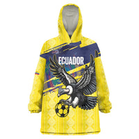 Ecuador Football Custom Wearable Blanket Hoodie 2026 Vamos La Tri Yellow South America Pattern - Wonder Print Shop
