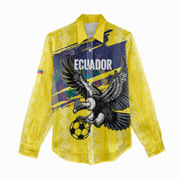 Ecuador Football Custom Women Casual Shirt 2026 Vamos La Tri Yellow South America Pattern - Wonder Print Shop