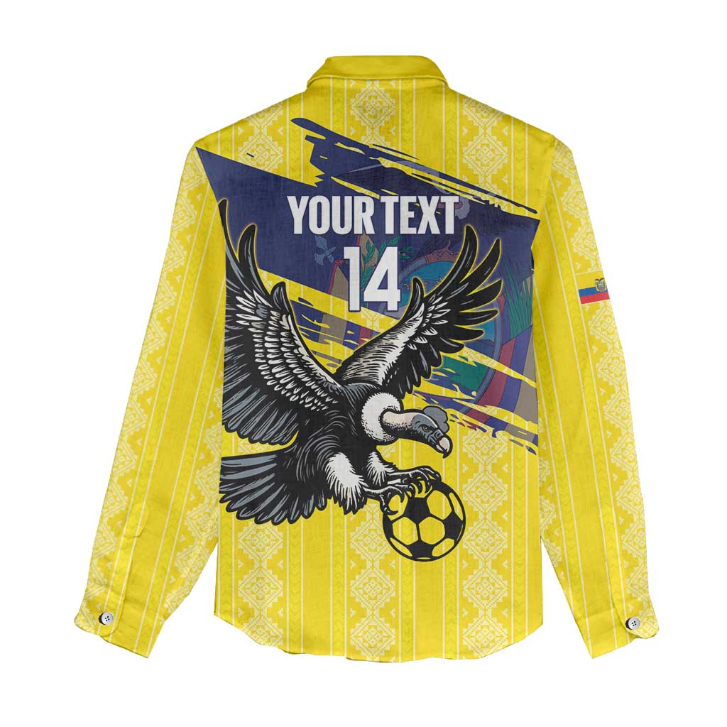 Ecuador Football Custom Women Casual Shirt 2026 Vamos La Tri Yellow South America Pattern - Wonder Print Shop