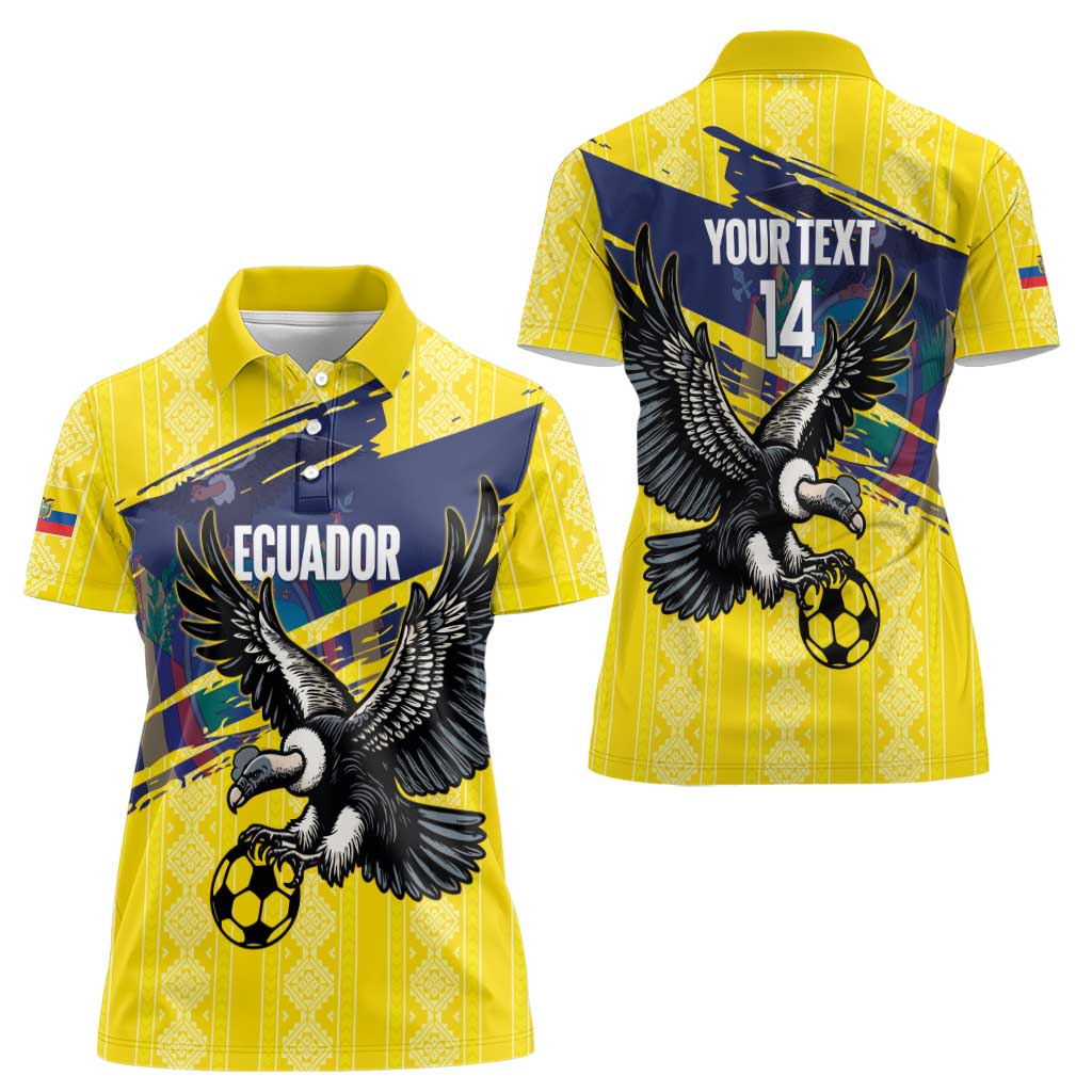 Ecuador Football Custom Women Polo Shirt 2026 Vamos La Tri Yellow South America Pattern - Wonder Print Shop
