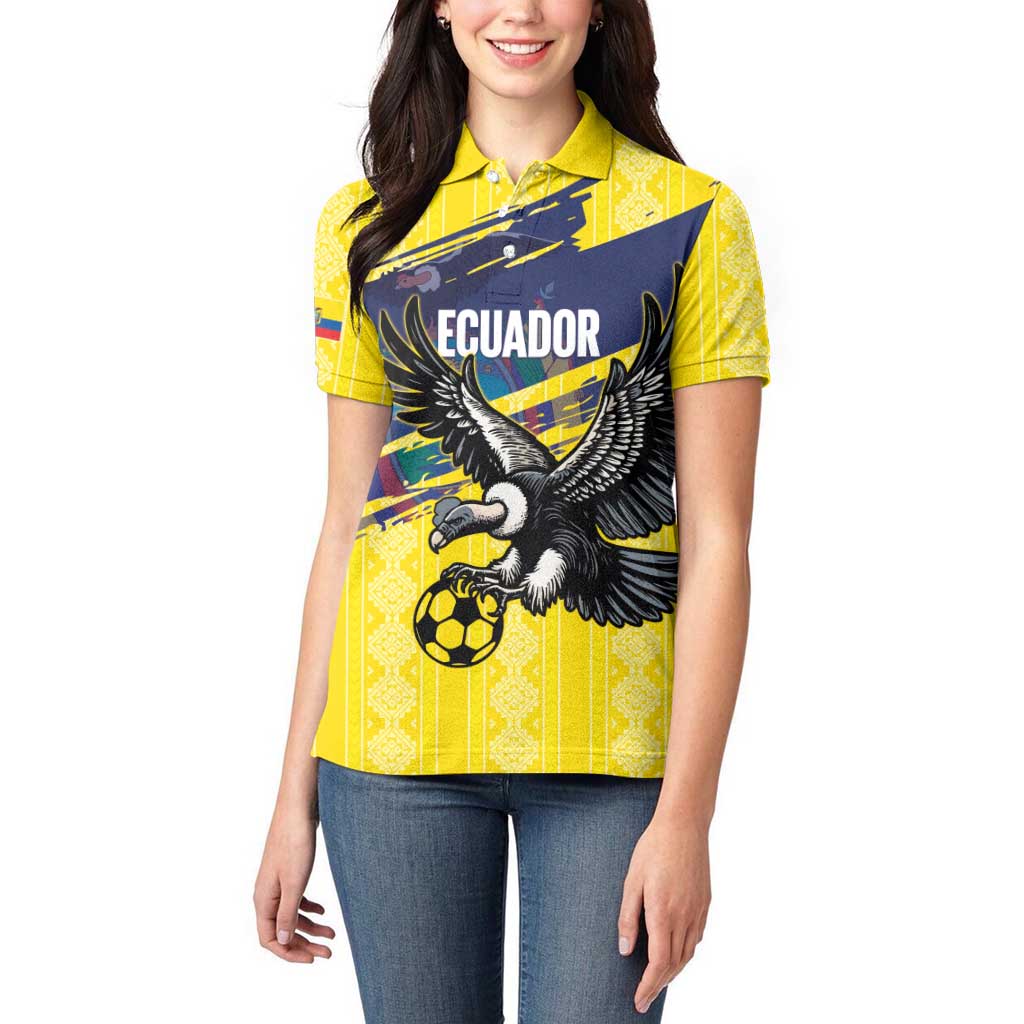 Ecuador Football Custom Women Polo Shirt 2026 Vamos La Tri Yellow South America Pattern - Wonder Print Shop