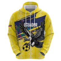 Ecuador Football Custom Zip Hoodie 2026 Vamos La Tri Yellow South America Pattern - Wonder Print Shop