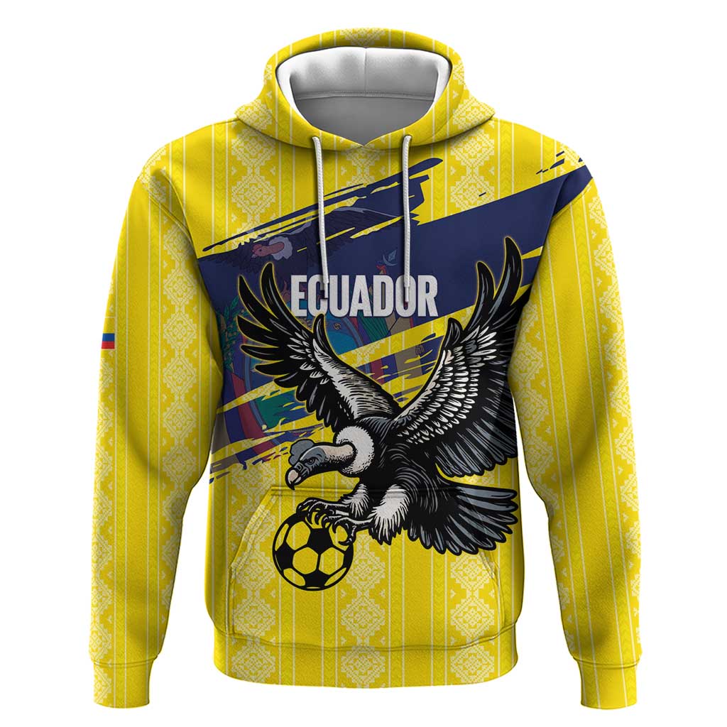 Ecuador Football Custom Zip Hoodie 2026 Vamos La Tri Yellow South America Pattern - Wonder Print Shop