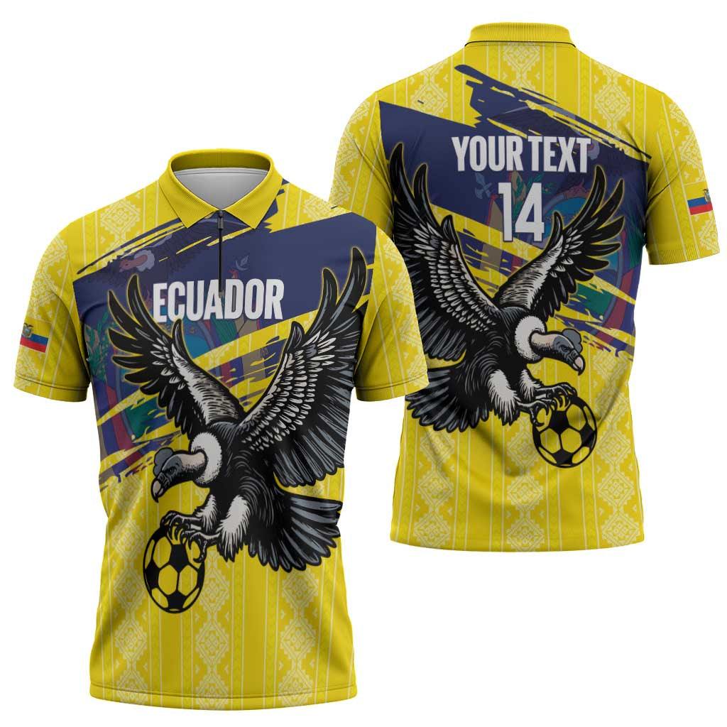Ecuador Football Custom Zipper Polo Shirt 2026 Vamos La Tri Yellow South America Pattern - Wonder Print Shop